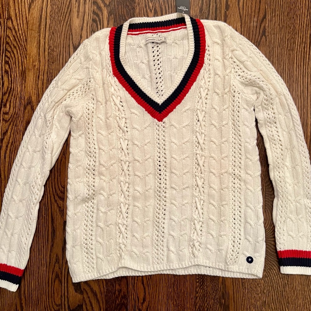 Abercrombie Striped Cable Knit Sweater